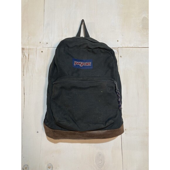 JanSport Other - Vintage Jansport Black Backpack Leather Bottom USA Y2K Classic Durable